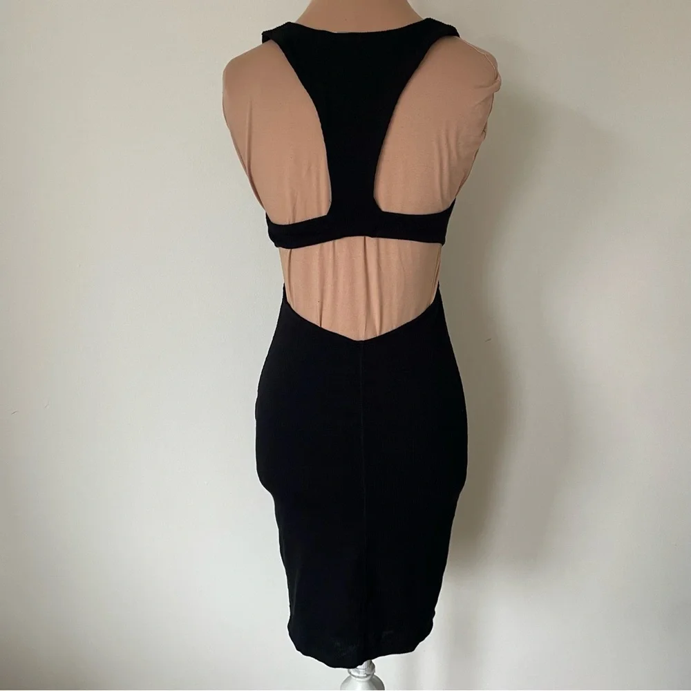 FREE PEOPLE Fp Beach Lost and Found Cut Out Black Ribbed V-Neck Dress EUC Sz XS
